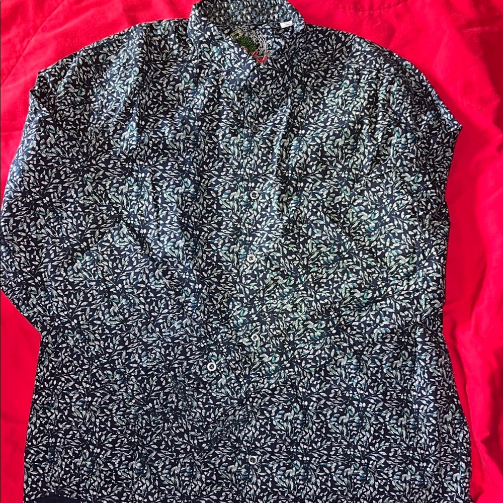 Robert Graham Black and White Dress Shirt with Speckled Pattern